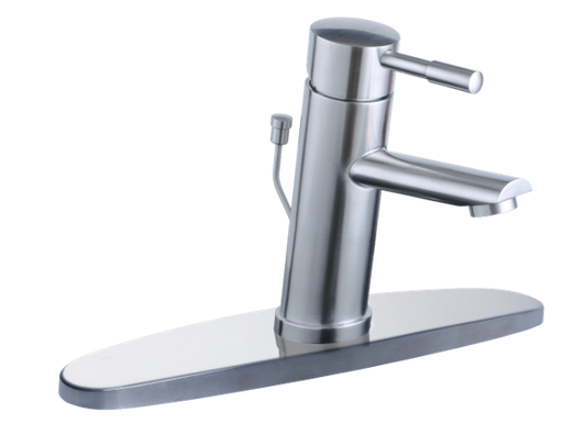 AFAstainless Solid T-304 Brushed Stainless Steel Modern Single Handle Bathroom Faucet With Stainless Steel Pop-up Drain