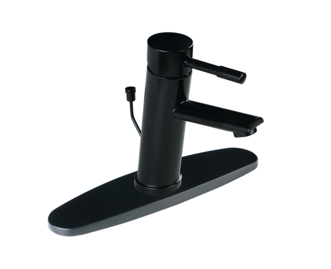 AFAstainless Solid T-304 Matte Black Modern Single Handle Bathroom Faucet With Stainless Steel Pop-up Drain