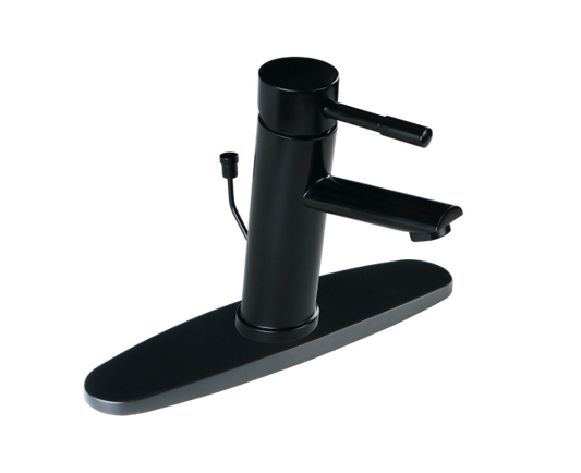 AFAstainless Solid T-304 Matte Black Modern Single Handle Bathroom Faucet With Stainless Steel Pop-up Drain