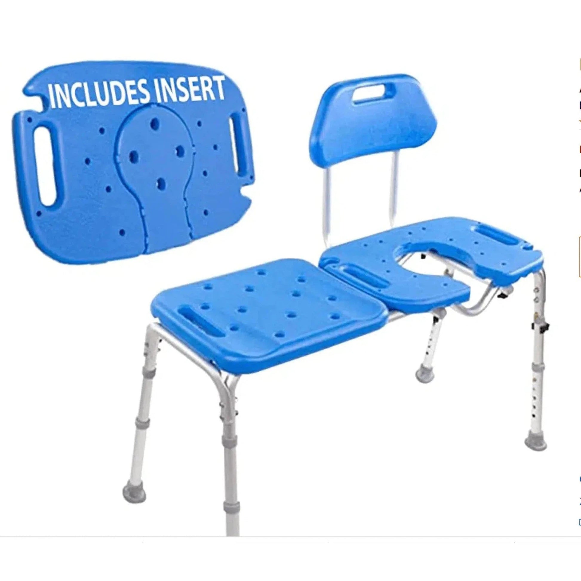 Platinum Health All-Access Blue Bath Transfer Bench with Cutout - Removable Insert