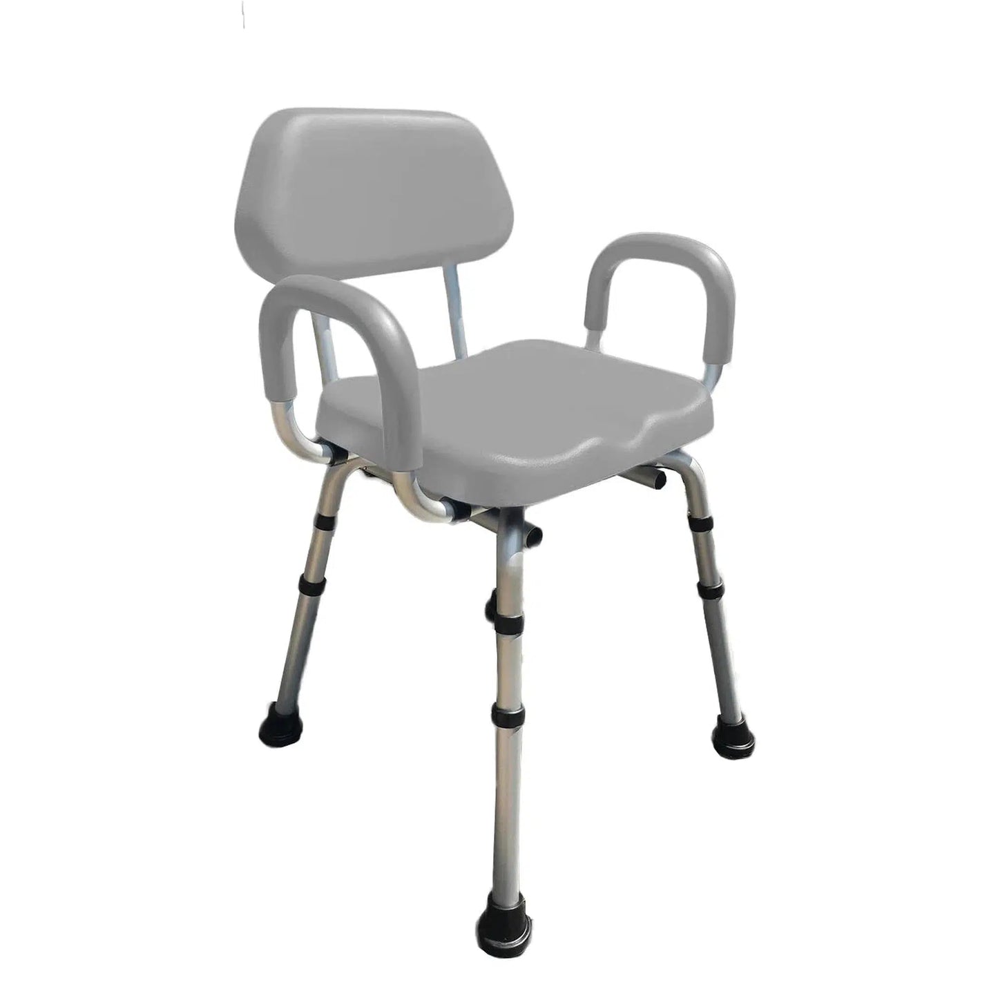 Platinum Health Comfortable Gray Padded Shower Chair with Backrest and Armrests