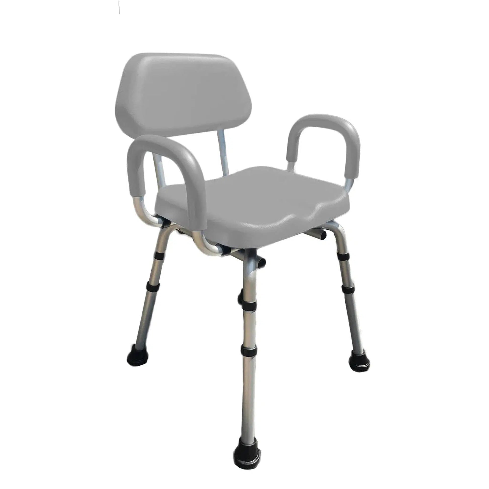 Platinum Health Comfortable Gray Padded Shower Chair with Backrest and Armrests