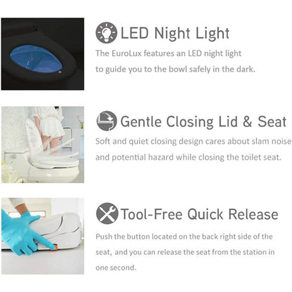 Platinum Health Eurolux Round Easy 1-Touch Operation Premium Bidet Toilet Seat