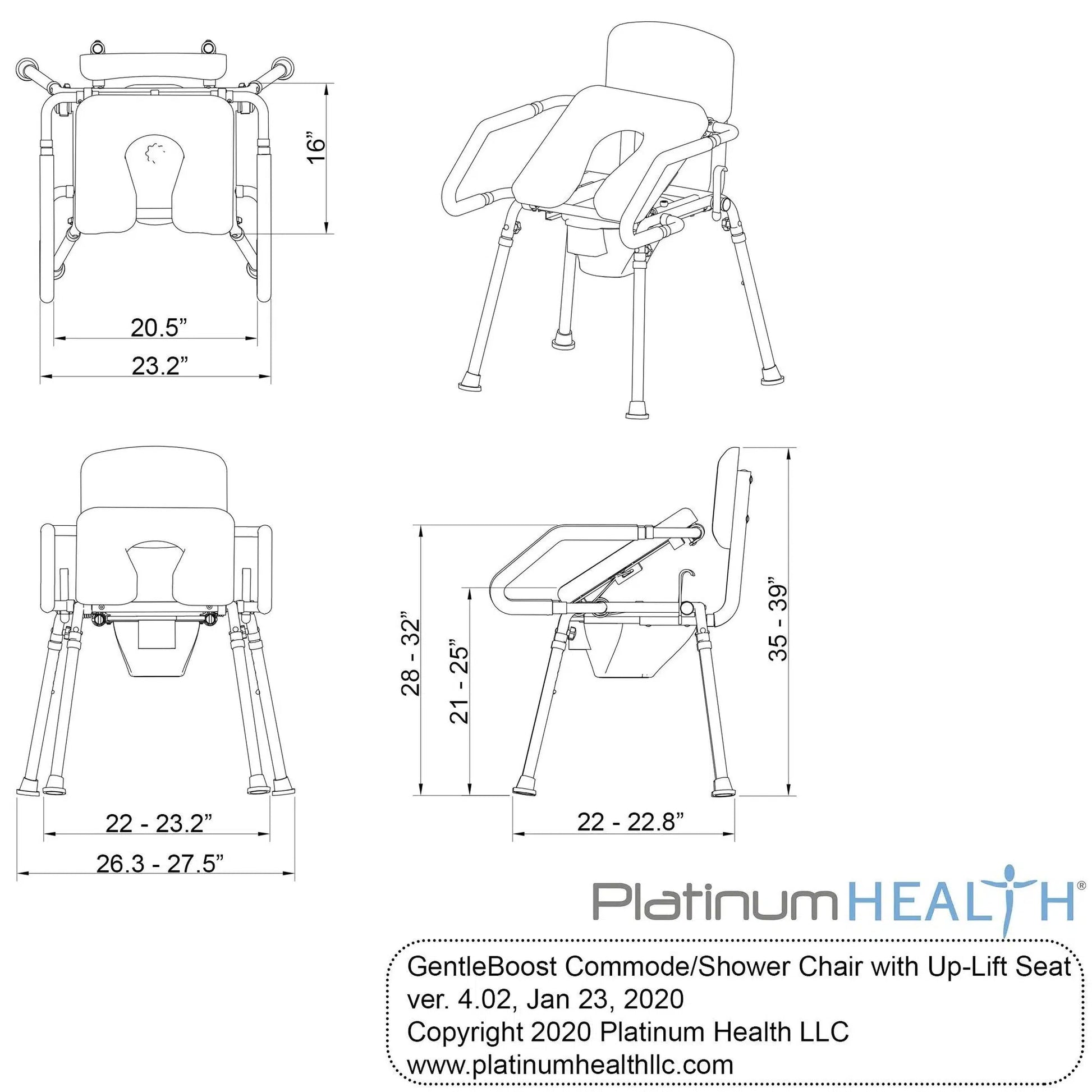 Platinum Health Gentleboost Spring Assist Commode Chair