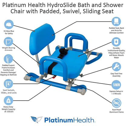 Platinum Health Hydroslide Sliding Bath Chair Bathroom Safety with Swivel Seat