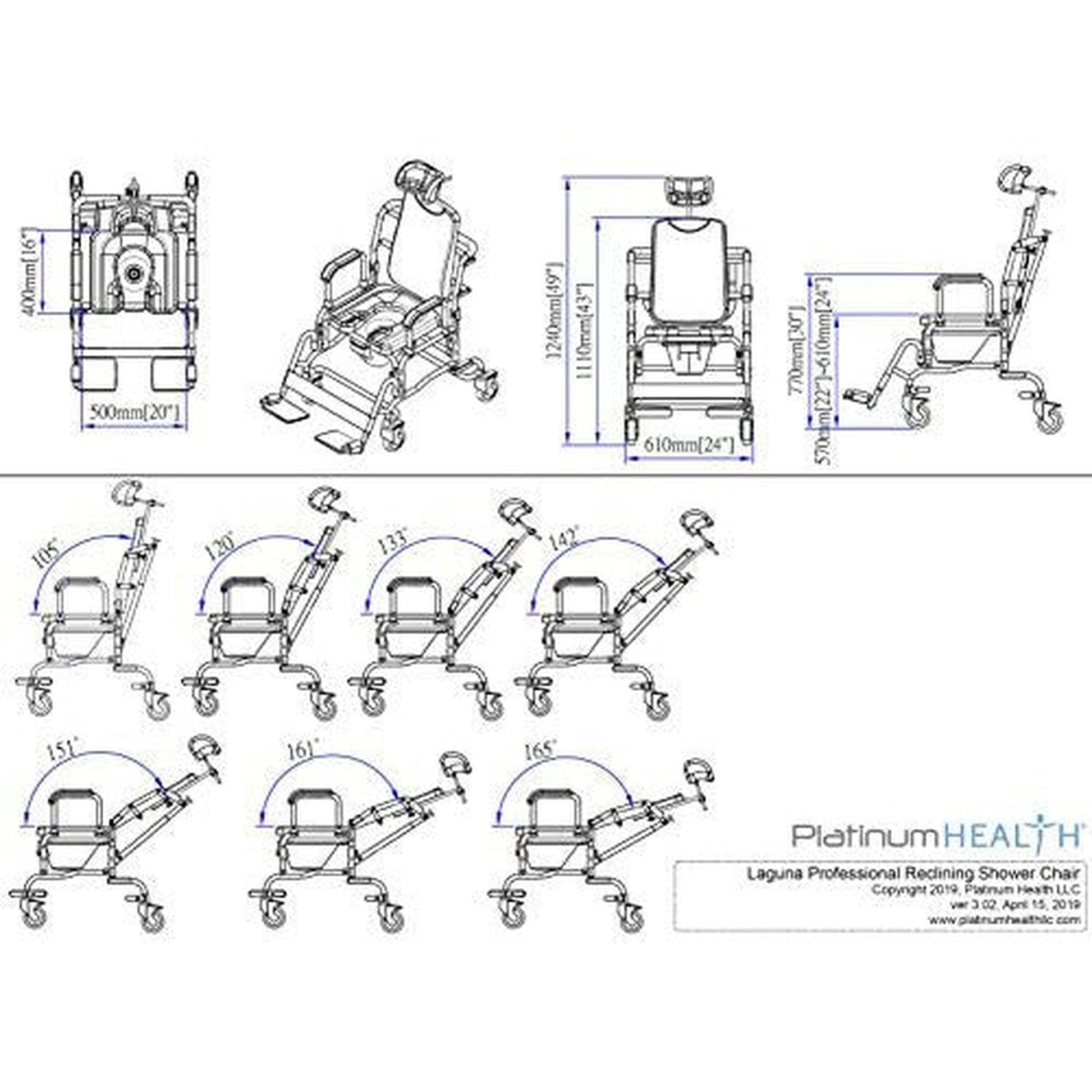 Platinum Health Laguna Professional Reclining Shower Chair