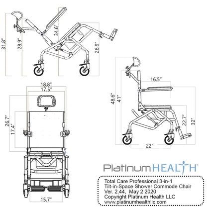 Platinum Health Total-Care Professional Tilt-in Space Commode Chair