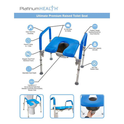 Platinum Health Ultimate Padded Raised 3 in 1 Toilet Seat