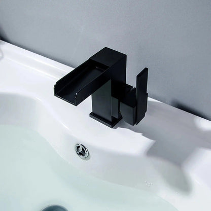 RBROHANT RB0724 Single Hole Black Solid Brass Deck Mounted Bathroom Faucet