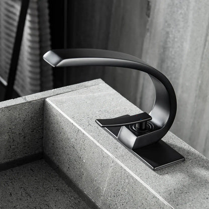 RBROHANT RB0725 Single Hole Matte Black Solid Brass Deck Mounted Bathroom Faucet