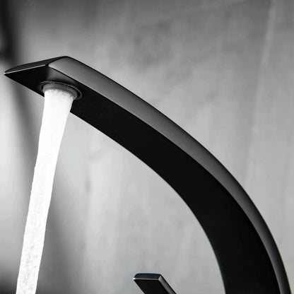 RBROHANT RB0725 Single Hole Matte Black Solid Brass Deck Mounted Bathroom Faucet