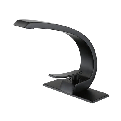 RBROHANT RB0725 Single Hole Matte Black Solid Brass Deck Mounted Bathroom Faucet