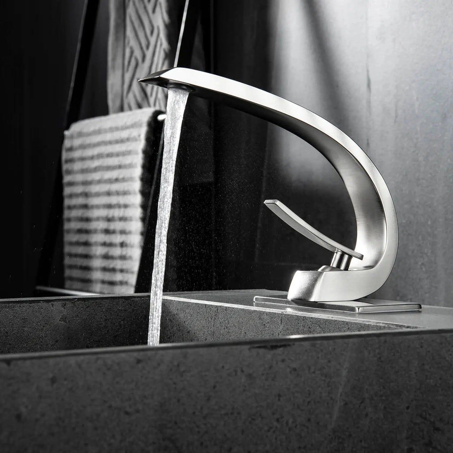 RBROHANT RB0726 Single Hole Brushed Nickel Solid Brass Deck Mounted Bathroom Faucet