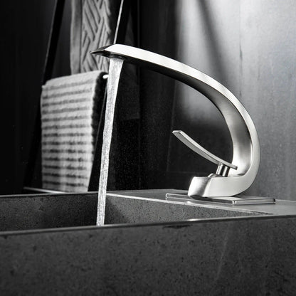 RBROHANT RB0726 Single Hole Brushed Nickel Solid Brass Deck Mounted Bathroom Faucet