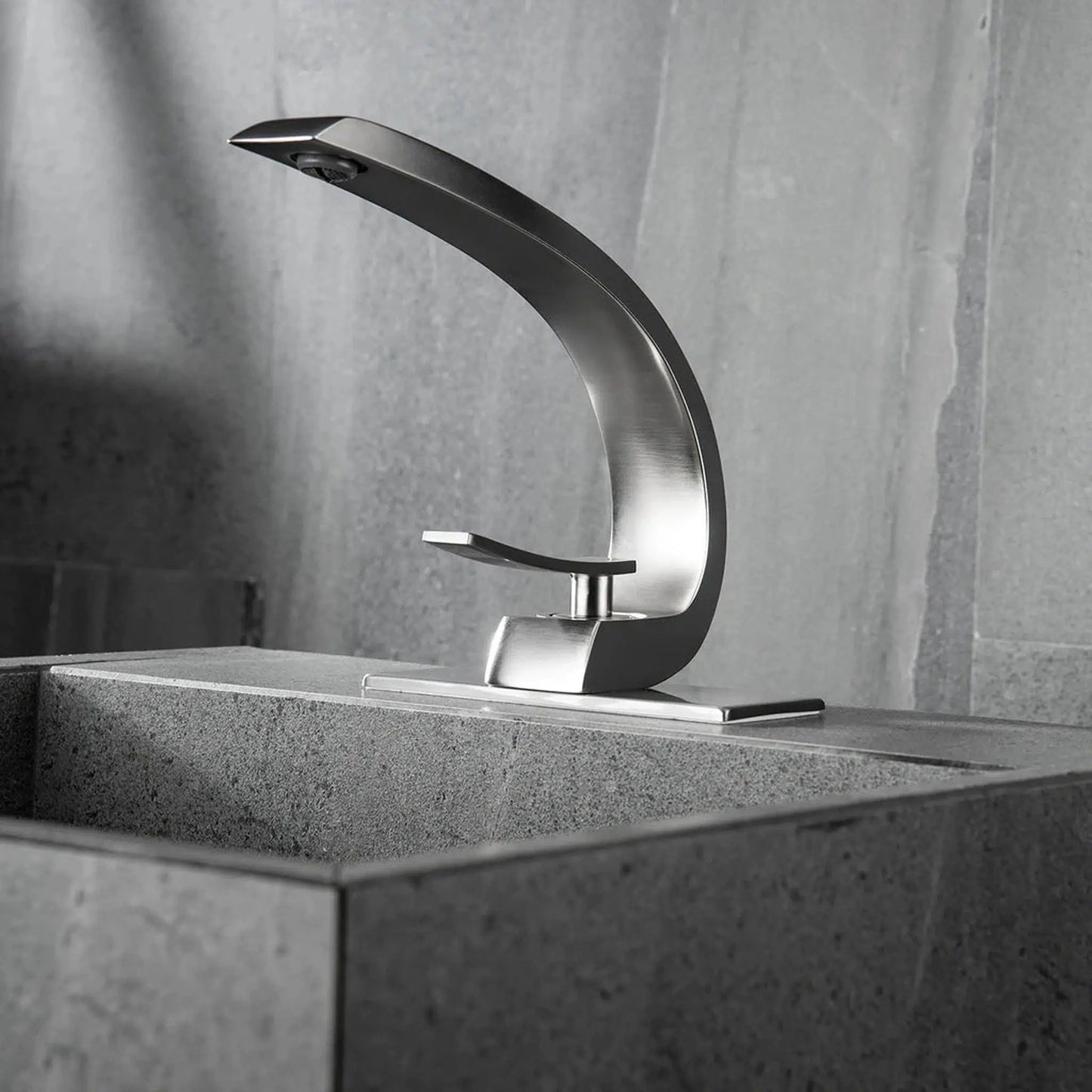 RBROHANT RB0726 Single Hole Brushed Nickel Solid Brass Deck Mounted Bathroom Faucet