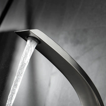 RBROHANT RB0726 Single Hole Brushed Nickel Solid Brass Deck Mounted Bathroom Faucet