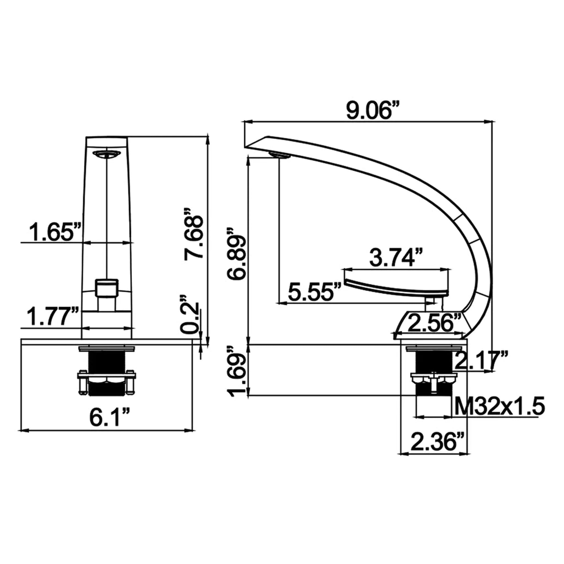 RBROHANT RB0726 Single Hole Brushed Nickel Solid Brass Deck Mounted Bathroom Faucet