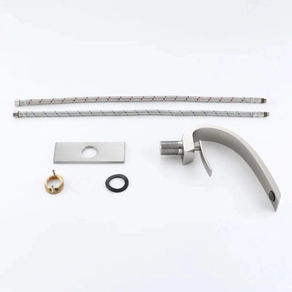 RBROHANT RB0726 Single Hole Brushed Nickel Solid Brass Deck Mounted Bathroom Faucet