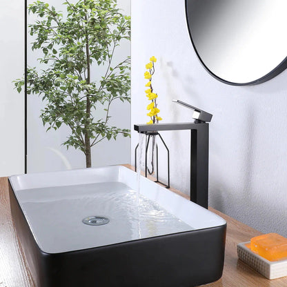 RBROHANT RB0757 Single Hole Black Solid Brass Deck Mounted Bathroom Faucet