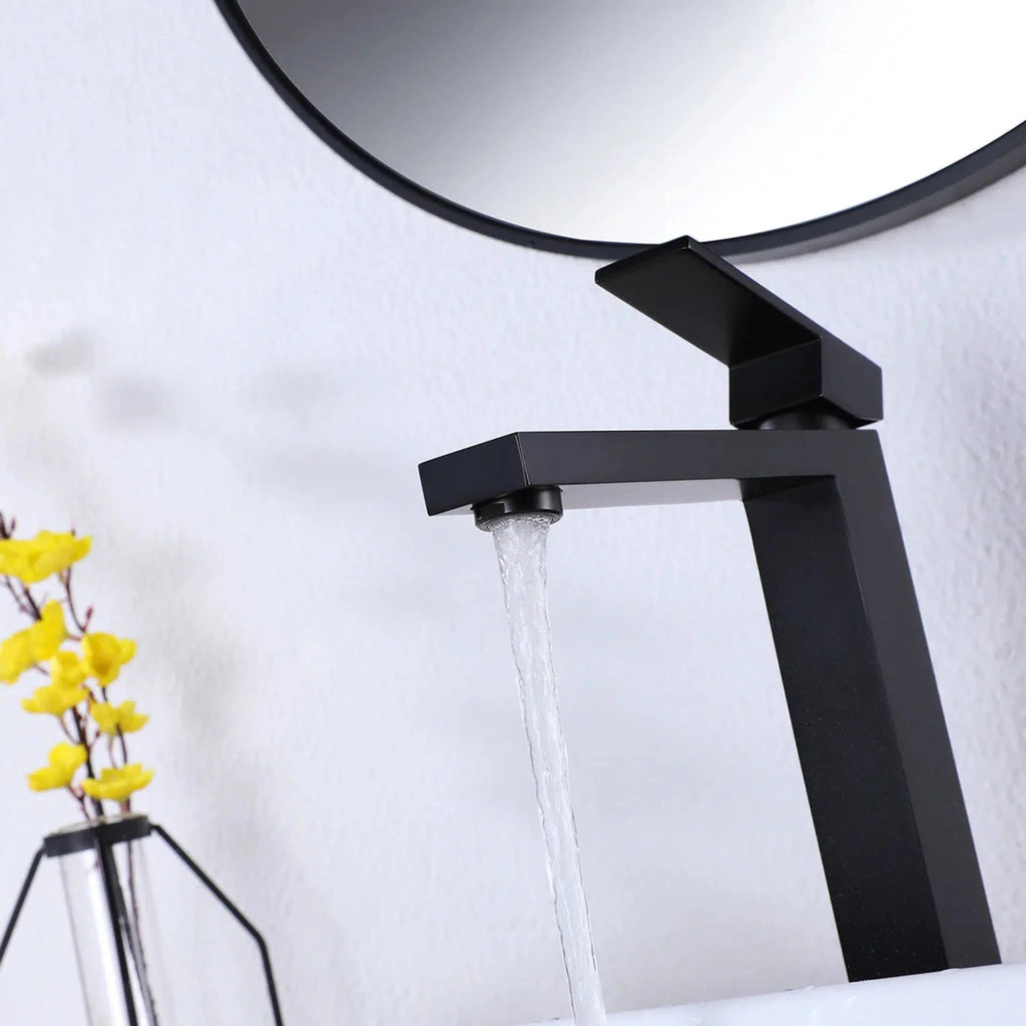 RBROHANT RB0757 Single Hole Black Solid Brass Deck Mounted Bathroom Faucet
