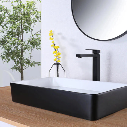 RBROHANT RB0757 Single Hole Black Solid Brass Deck Mounted Bathroom Faucet