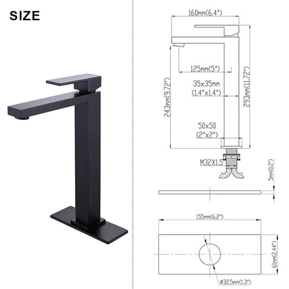 RBROHANT RB0757 Single Hole Black Solid Brass Deck Mounted Bathroom Faucet