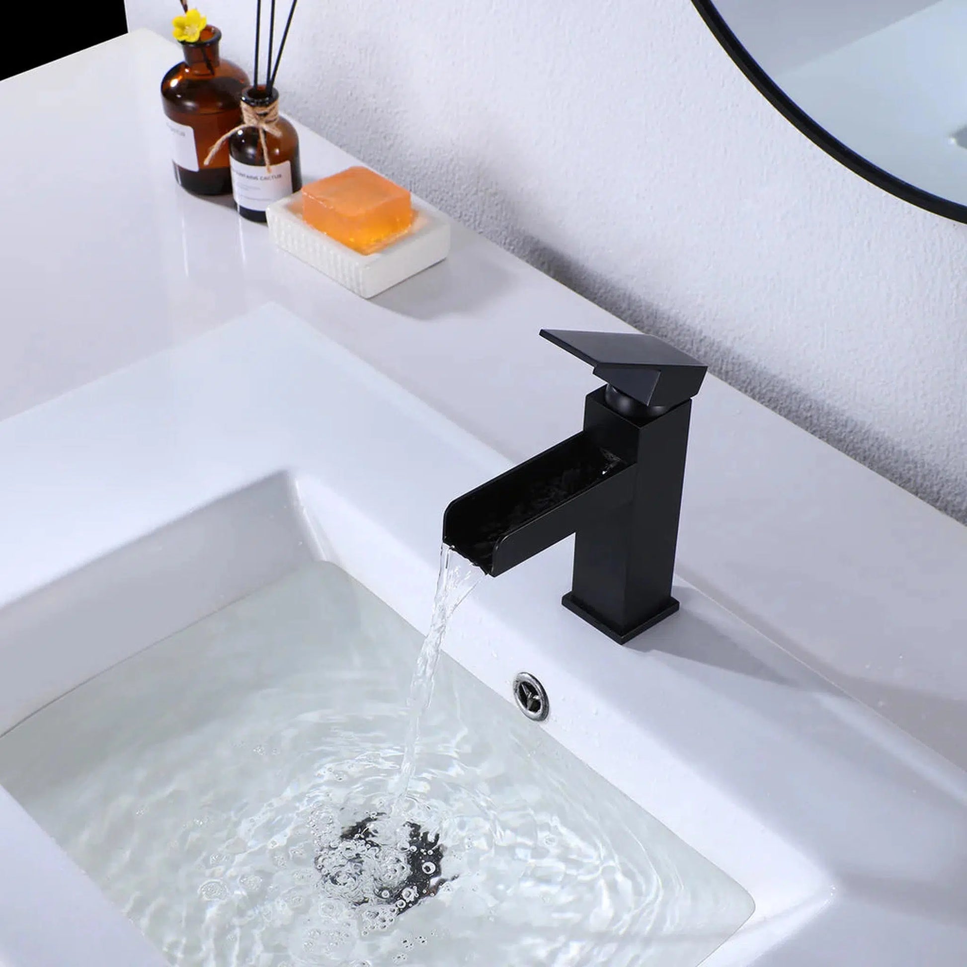 RBROHANT RB0758 Single Hole Black Solid Brass Deck Mounted Bathroom Faucet