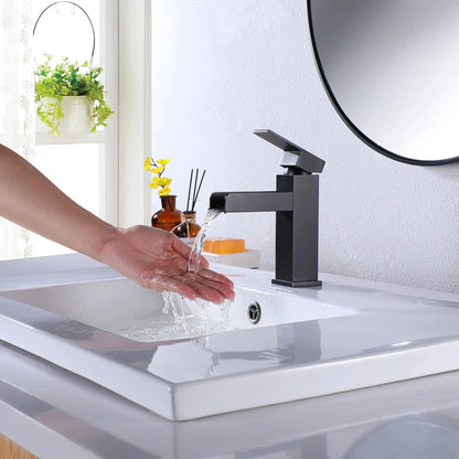 RBROHANT RB0758 Single Hole Black Solid Brass Deck Mounted Bathroom Faucet