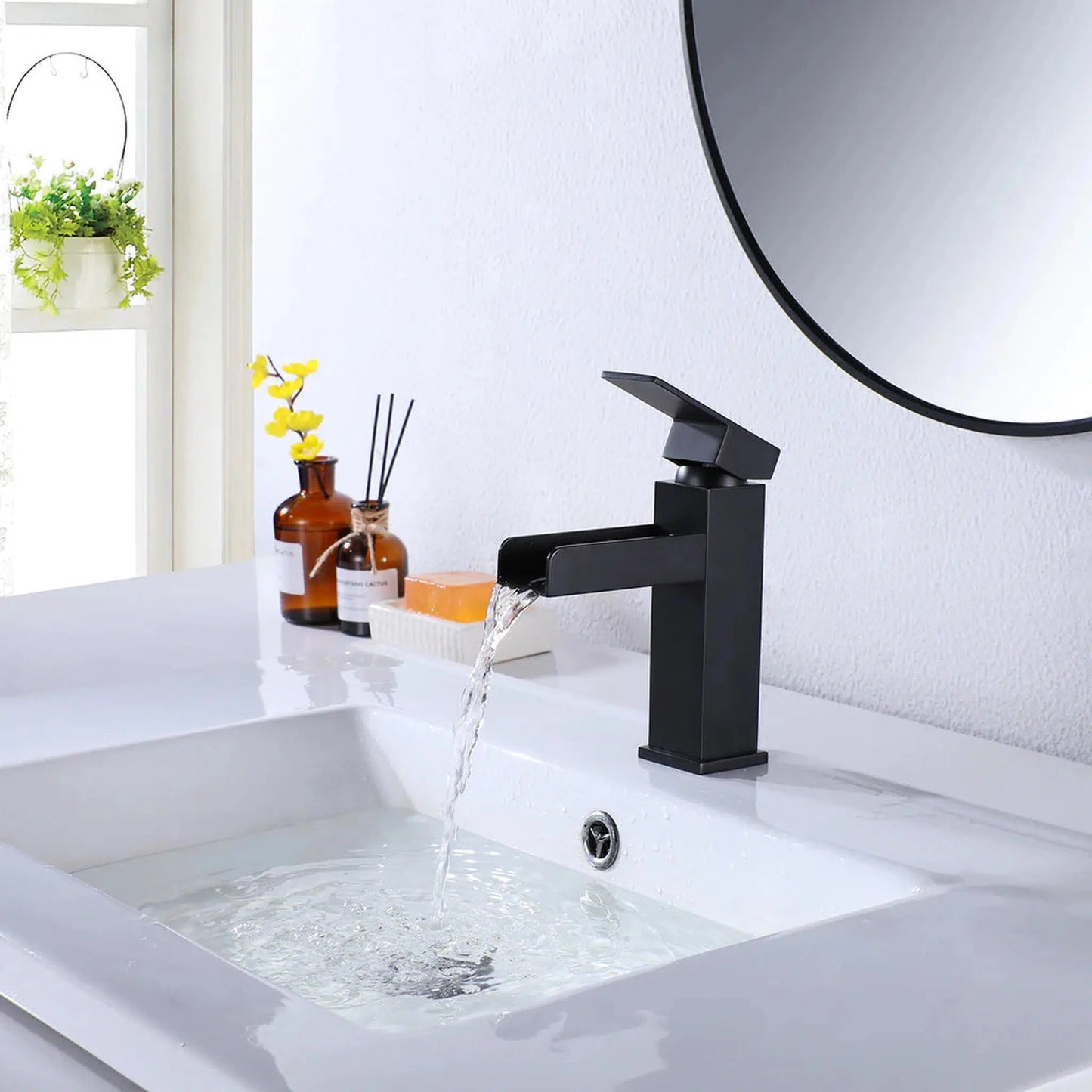 RBROHANT RB0758 Single Hole Black Solid Brass Deck Mounted Bathroom Faucet