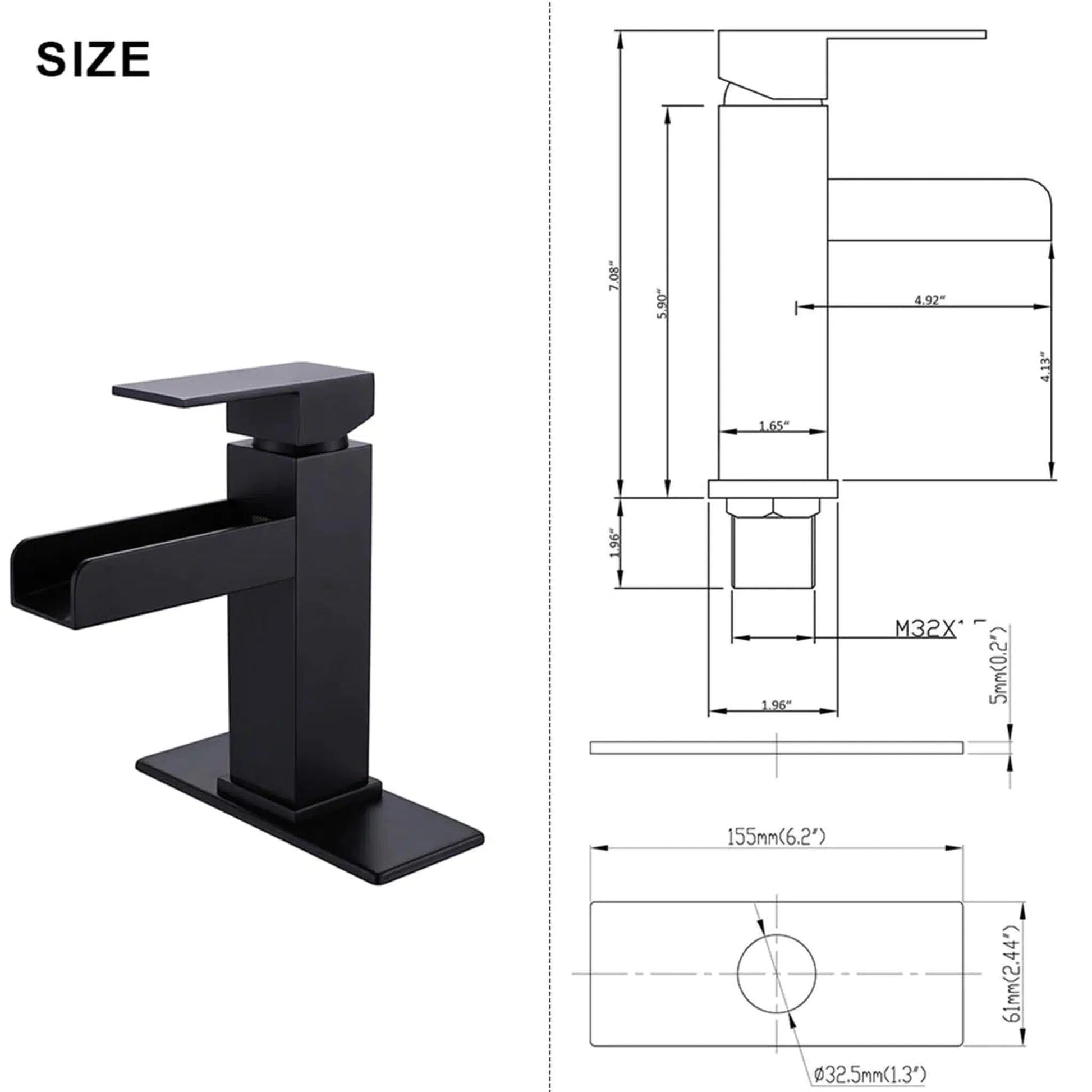 RBROHANT RB0758 Single Hole Black Solid Brass Deck Mounted Bathroom Faucet