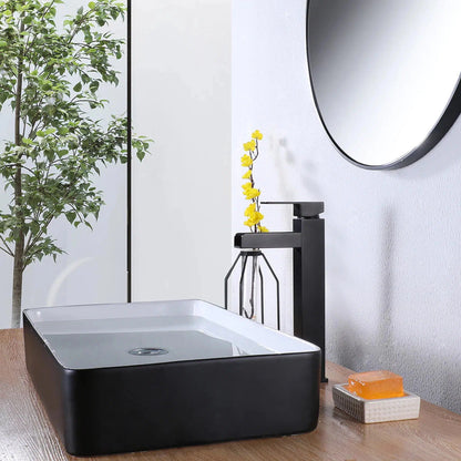RBROHANT RB0759 Single Hole Black Solid Brass Deck Mounted Bathroom Faucet