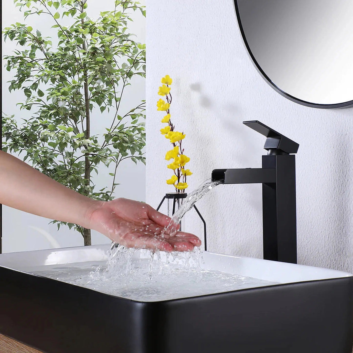 RBROHANT RB0759 Single Hole Black Solid Brass Deck Mounted Bathroom Faucet