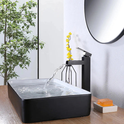 RBROHANT RB0759 Single Hole Black Solid Brass Deck Mounted Bathroom Faucet