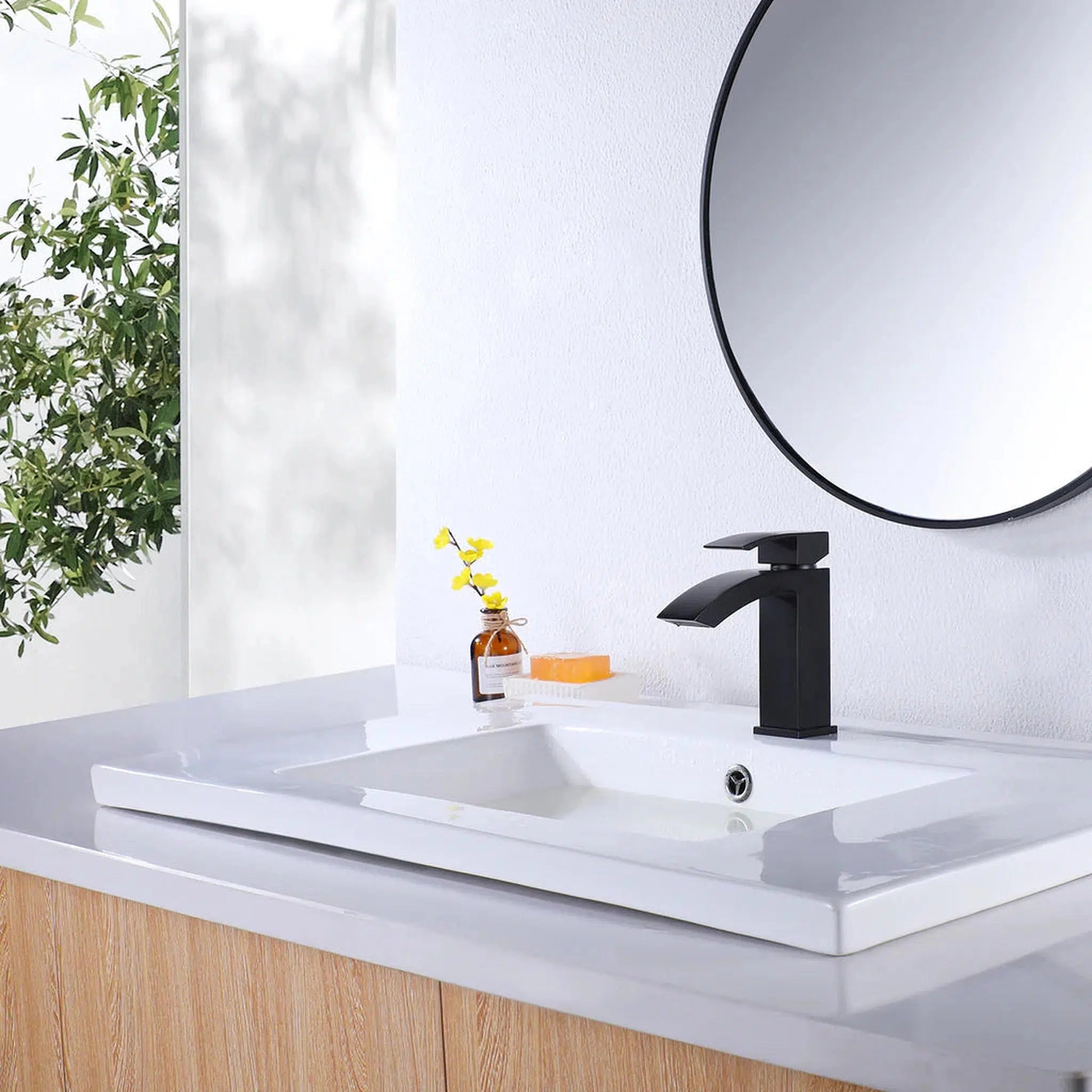 RBROHANT RB0760 Single Hole Black Solid Brass Deck Mounted Bathroom Faucet