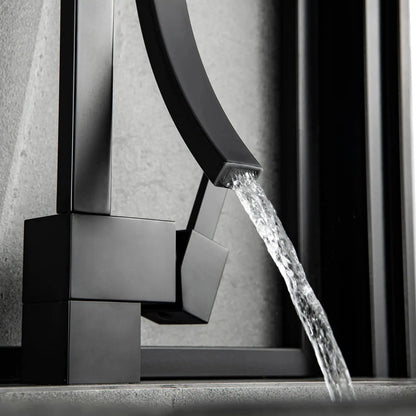 RBROHANT RB0762 Single Hole Matte Black Solid Brass Deck Mounted Bathroom Faucet