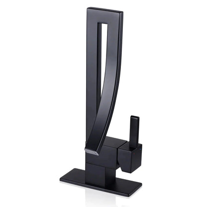 RBROHANT RB0762 Single Hole Matte Black Solid Brass Deck Mounted Bathroom Faucet