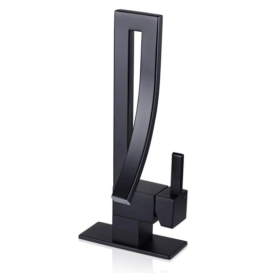 RBROHANT RB0762 Single Hole Matte Black Solid Brass Deck Mounted Bathroom Faucet