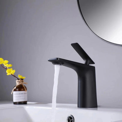 RBROHANT RB0784 Single Hole Black Solid Brass Deck Mounted Bathroom Faucet