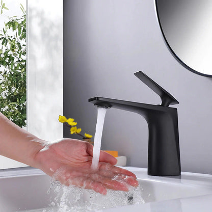 RBROHANT RB0784 Single Hole Black Solid Brass Deck Mounted Bathroom Faucet