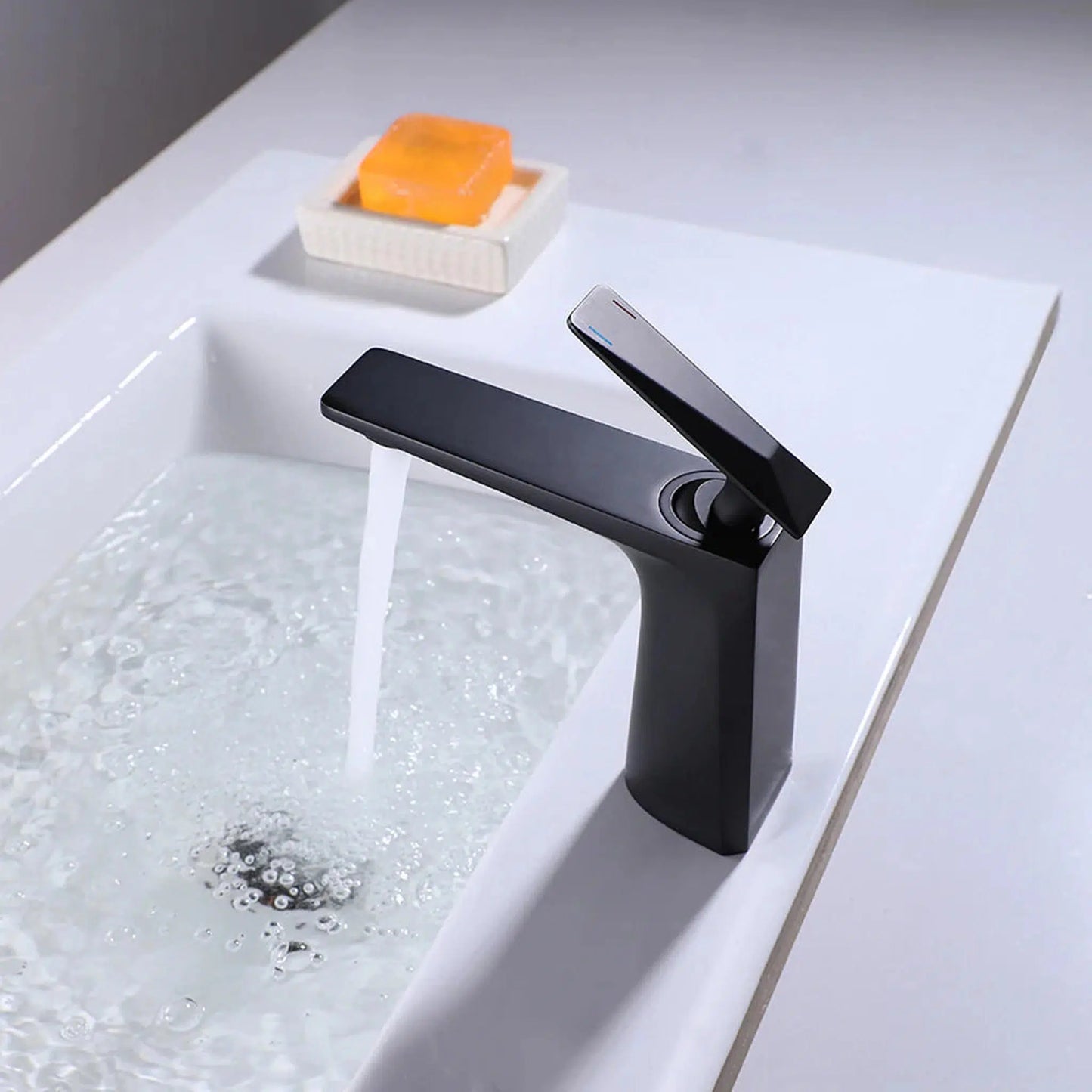 RBROHANT RB0784 Single Hole Black Solid Brass Deck Mounted Bathroom Faucet