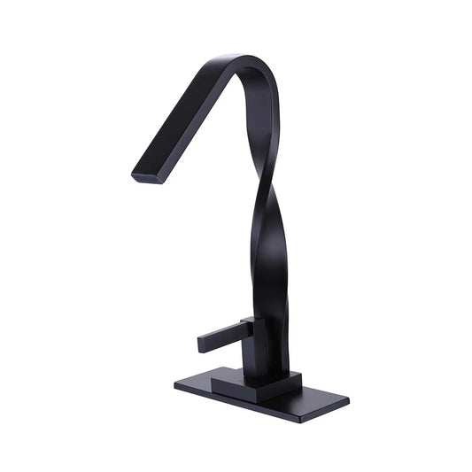RBROHANT RB0795 Single Hole Black Solid Brass Deck Mounted Bathroom Faucet