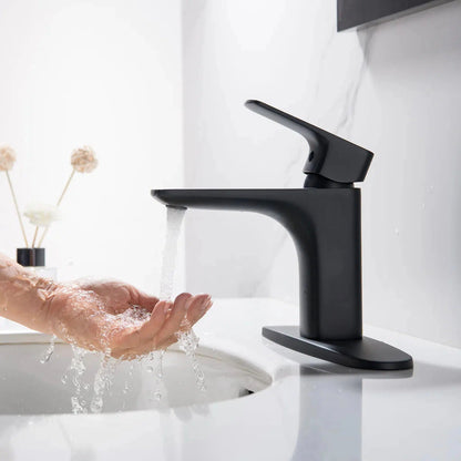 RBROHANT RB0876 Single Hole Matte Black Solid Brass Deck Mounted Bathroom Faucet