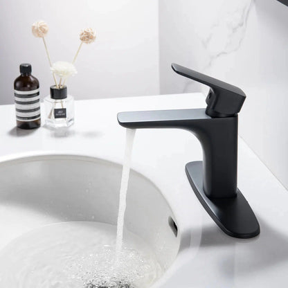 RBROHANT RB0876 Single Hole Matte Black Solid Brass Deck Mounted Bathroom Faucet