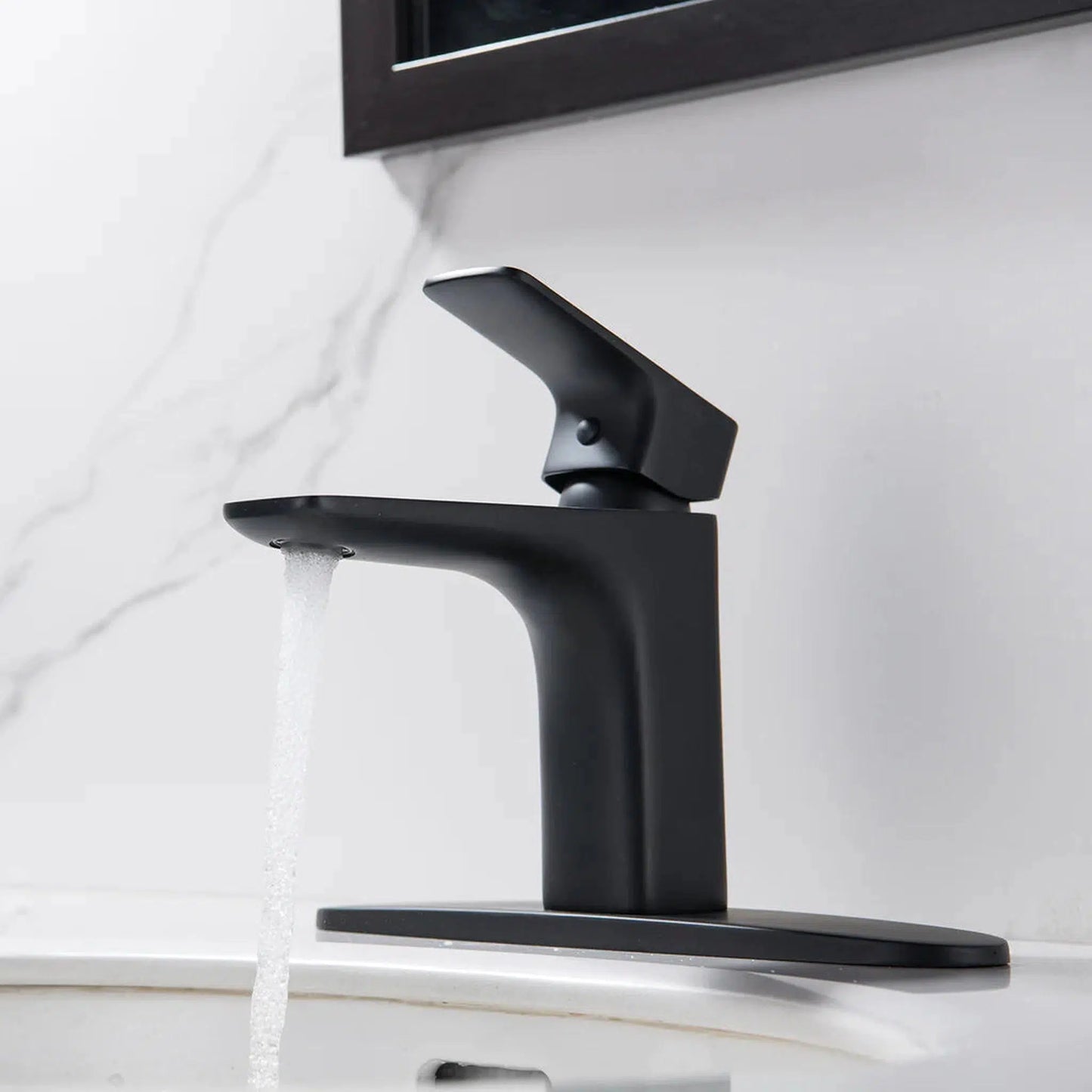 RBROHANT RB0876 Single Hole Matte Black Solid Brass Deck Mounted Bathroom Faucet