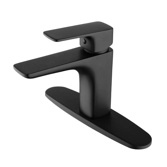 RBROHANT RB0876 Single Hole Matte Black Solid Brass Deck Mounted Bathroom Faucet
