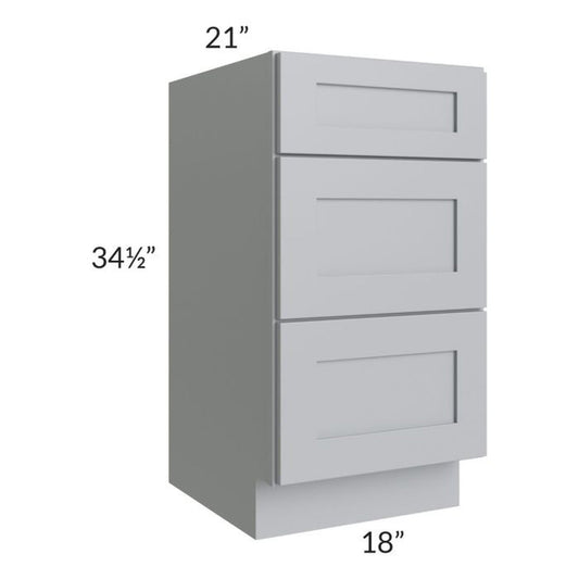 RTA Asheville Grey Shaker 18" 3-Drawer Vanity Base Cabinet