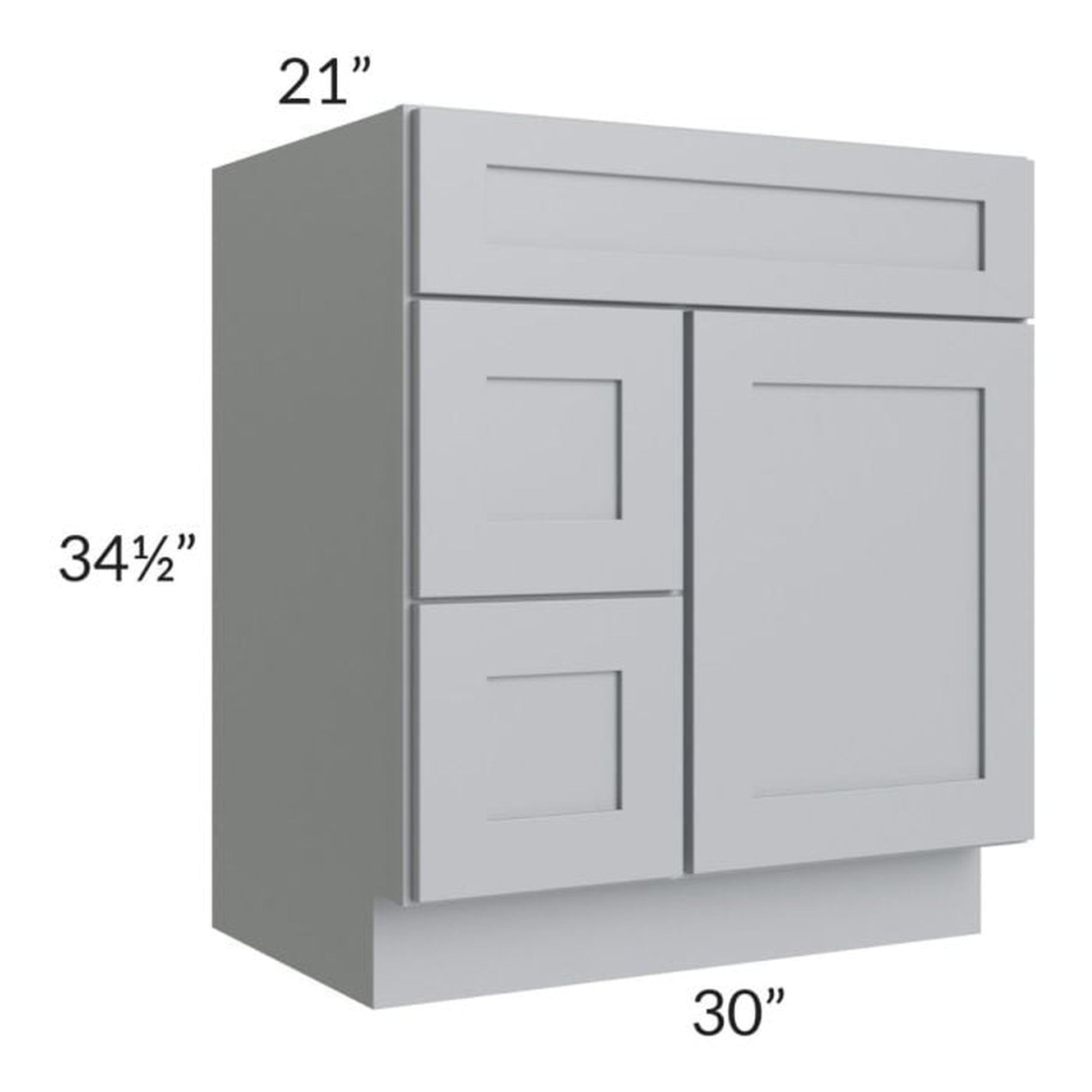 RTA Asheville Grey Shaker 30" Vanity Sink Base Cabinet (Drawers on Left)