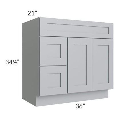 RTA Asheville Grey Shaker 36" Vanity Sink Base Cabinet (Drawers on Left)