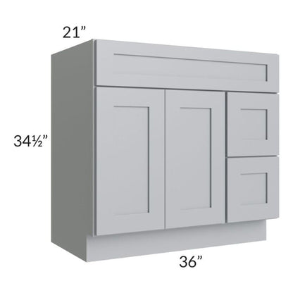 RTA Asheville Grey Shaker 36" Vanity Sink Base Cabinet (Drawers on Right)