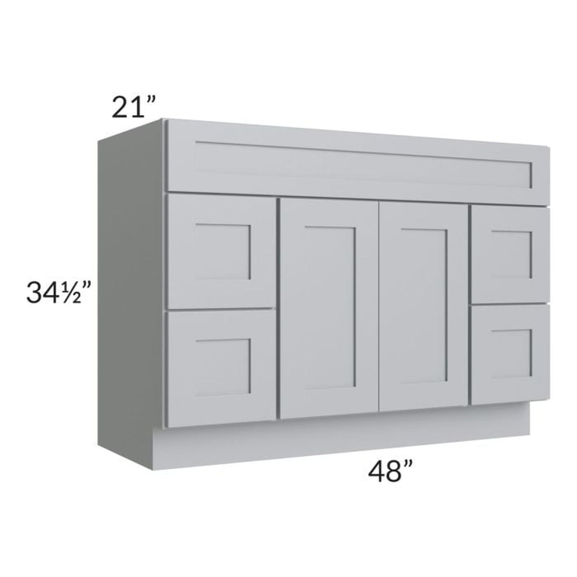 RTA Asheville Grey Shaker 48" Vanity Sink Base Cabinet